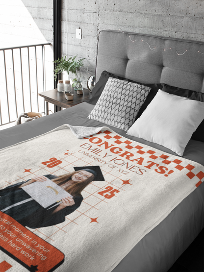 Custom Name and Photo Graduation Blanket 2025 | #8