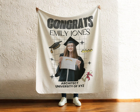 Custom Name and Photo Graduation Blanket 2025 | #7