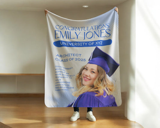 Custom Name and Photo Graduation Blanket 2025 | #6