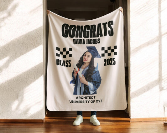 Custom Name and Photo Graduation Blanket 2025 | #4