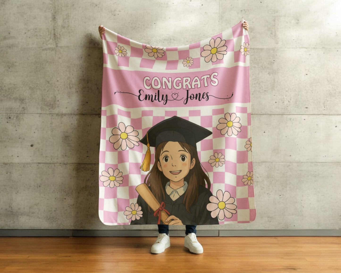 Retro Ghibli Photo and Name Graduation Blanket 2025 | #2