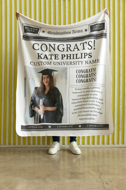 Newspaper Name and Photo Graduation Blanket 2025 | #1
