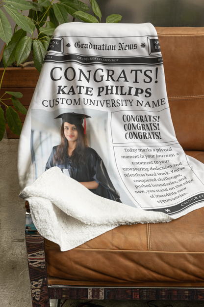 Newspaper Name and Photo Graduation Blanket 2025 | #1