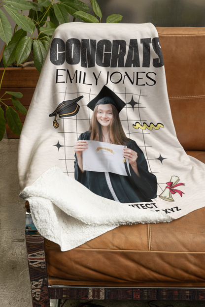 Custom Name and Photo Graduation Blanket 2025 | #7
