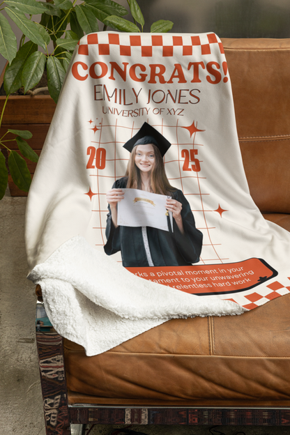 Custom Name and Photo Graduation Blanket 2025 | #8