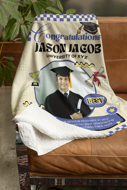 Custom Name and Photo Graduation Blanket 2025 | #3