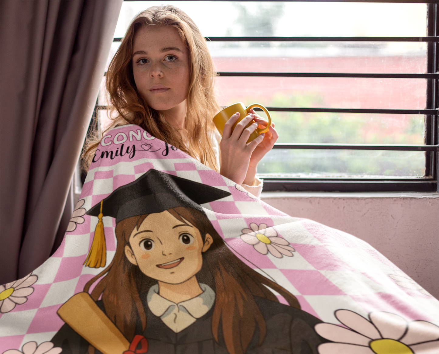 Retro Ghibli Photo and Name Graduation Blanket 2025 | #2