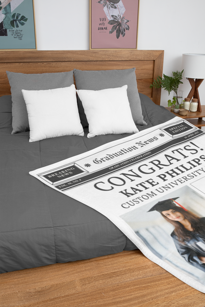 Newspaper Name and Photo Graduation Blanket 2025 | #1