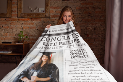 Newspaper Name and Photo Graduation Blanket 2025 | #1