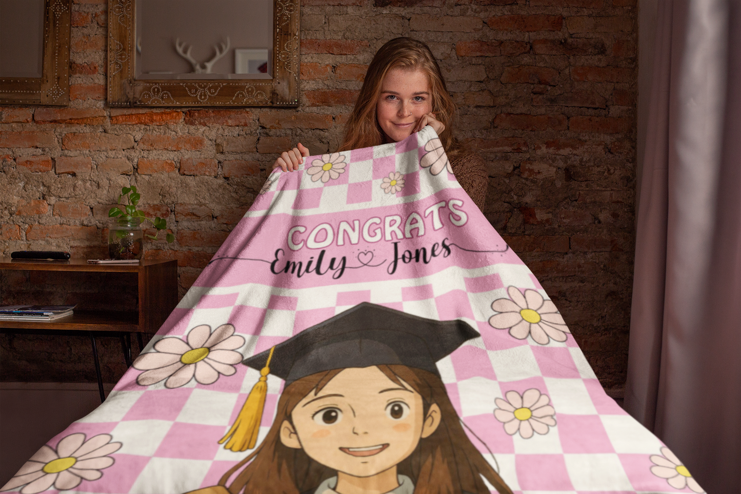 Retro Ghibli Photo and Name Graduation Blanket 2025 | #2