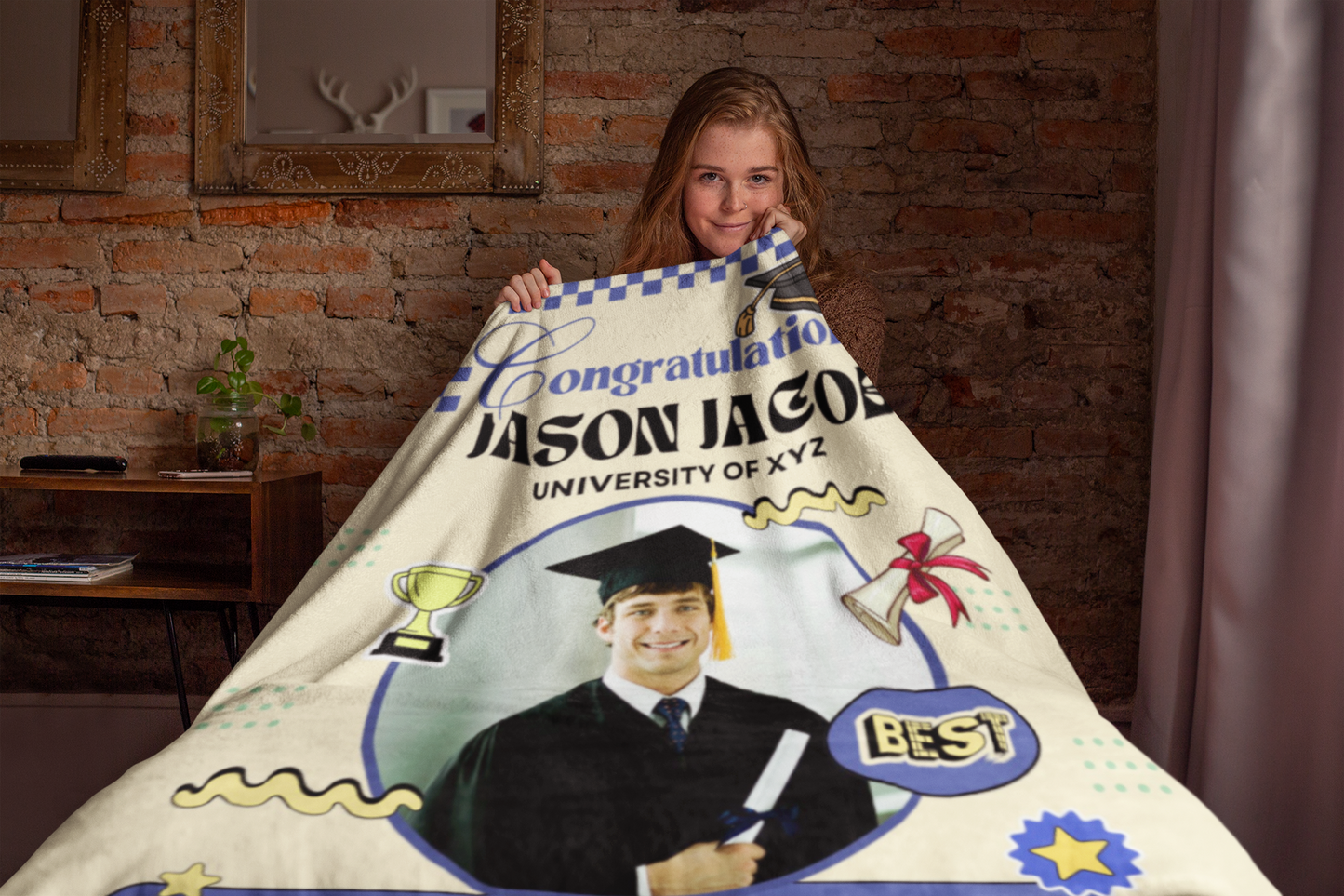 Custom Name and Photo Graduation Blanket 2025 | #3